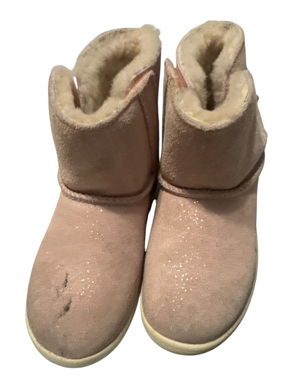 UGG Kids Blush Pink Suede Glitter Lined Ankle Boots